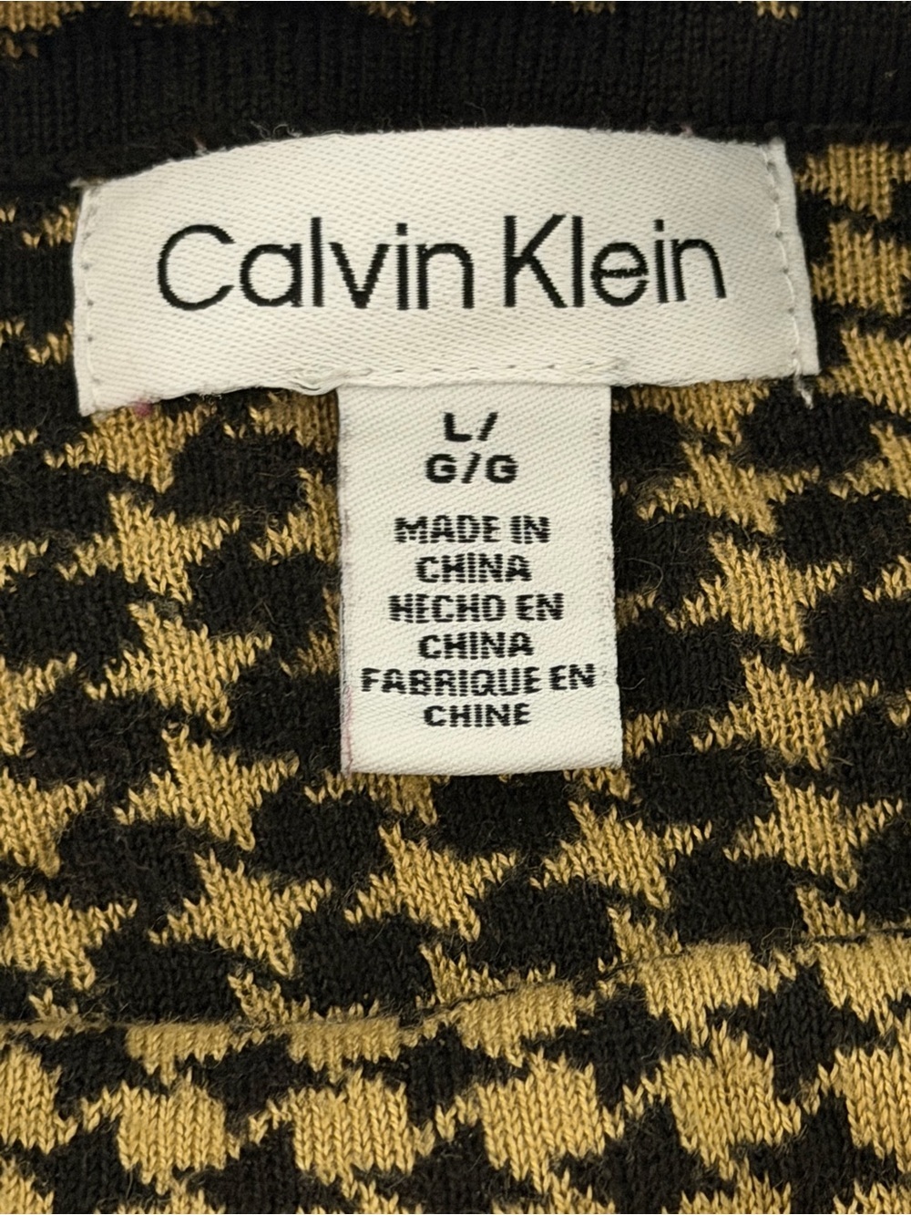 Calvin Klein Large Brown Houndstooth Oversized Tunic Lightweight Sweater - Picture 6 of 8